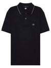 Stretch Piquet Regular Striped Collar Polo Shirt Black - CP COMPANY - BALAAN 2