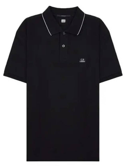 Stretch Piquet Regular Striped Collar Polo Shirt Black - CP COMPANY - BALAAN 2