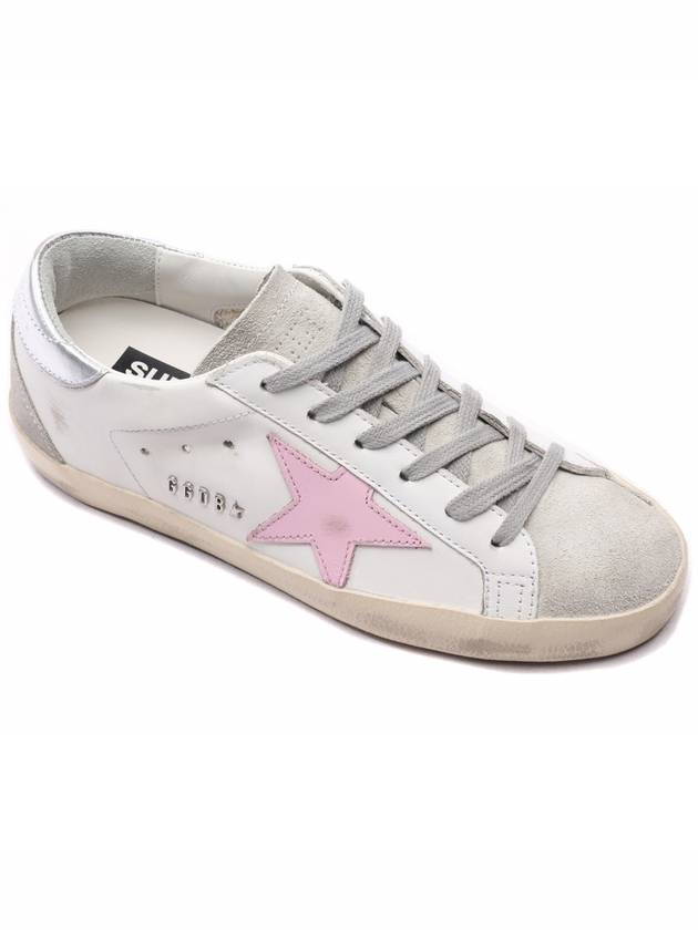 Women's Superstar Silver Heel Tab Pink Star Low Top Sneakers White - GOLDEN GOOSE - BALAAN 4