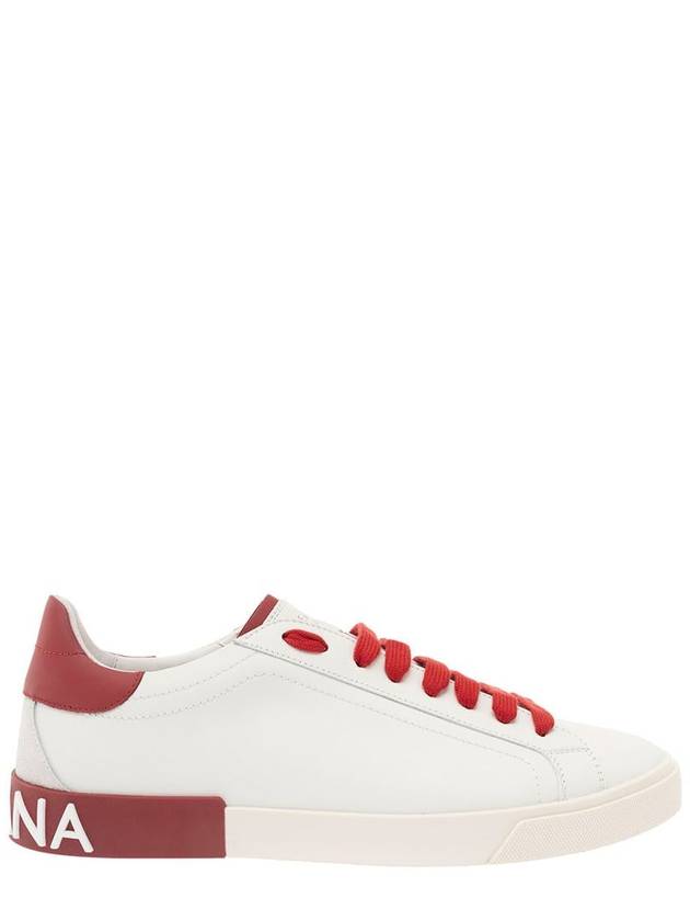 Calfskin Portofino Vintage Sneakers White Red - DOLCE&GABBANA - BALAAN 2