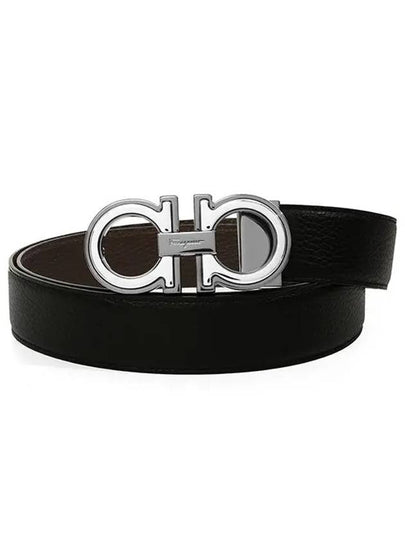 Men's Gancini Reversible Leather Belt Black - SALVATORE FERRAGAMO - BALAAN 2