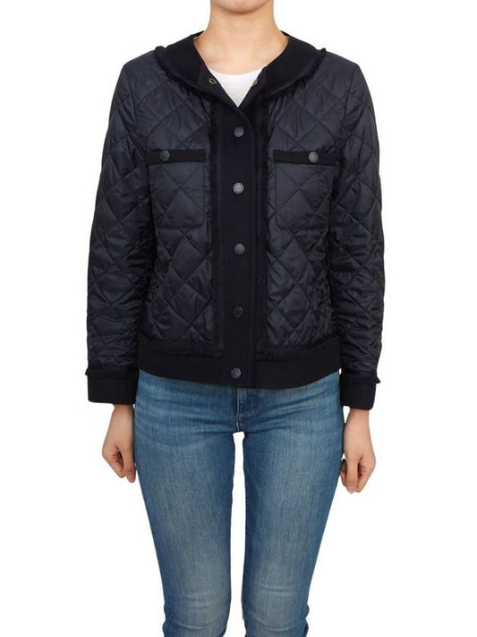 Ferro Short Quilted Fringing Jacket Navy - MAX MARA - BALAAN 2