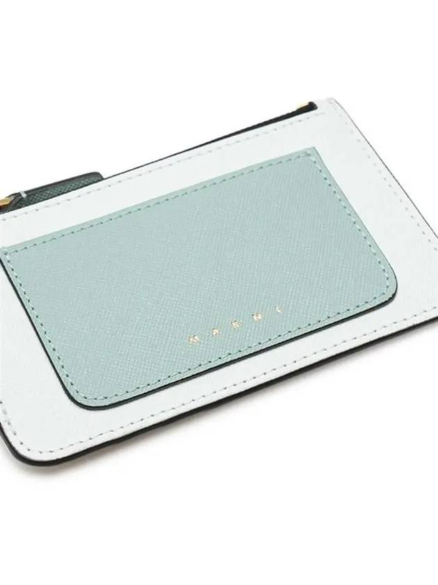 Saffiano Two-Tone Zipper Card Wallet Lime Stone Tea Green - MARNI - BALAAN 4