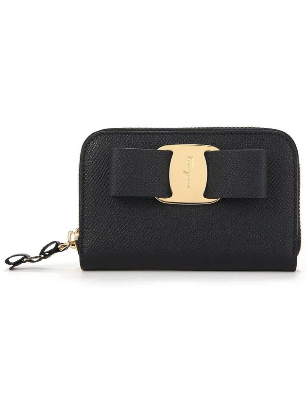 Vara Bow Zipper Card Wallet Black - SALVATORE FERRAGAMO - BALAAN 6