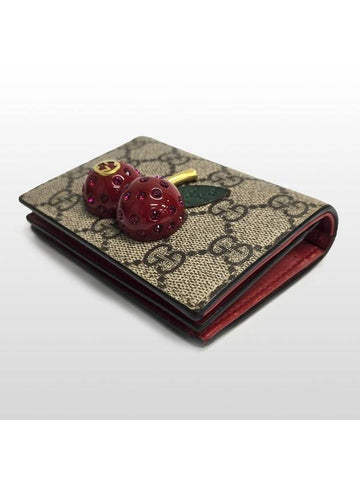 Gucci Cherry GG Supreme Half Wallet 476050 - GUCCI - BALAAN 1