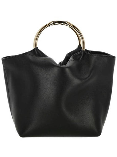 V Logo Leather Tote Bag Black - VALENTINO - BALAAN 1