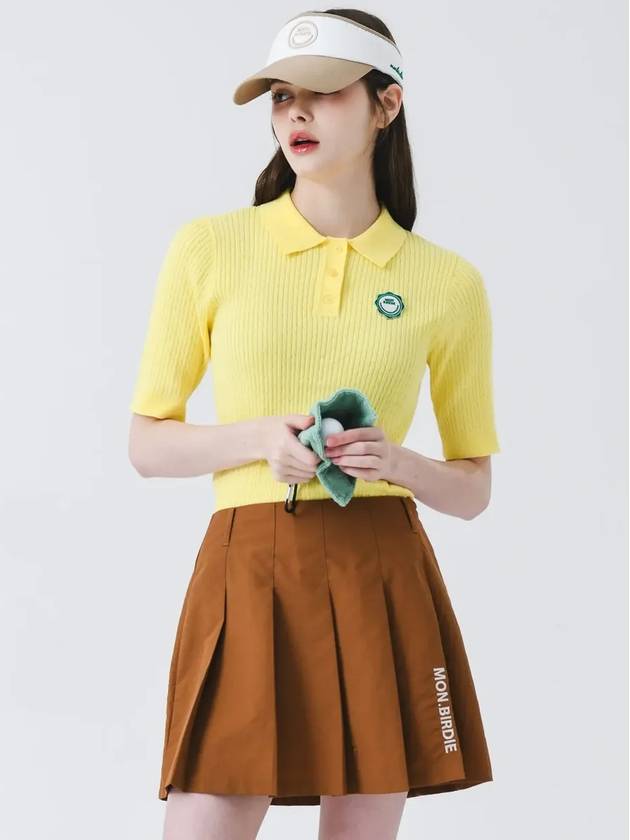 Collar neck ribbed 5-part spandex knit YELLOW - MONBIRDIE GOLF - BALAAN 5