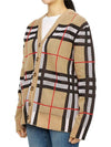 V-Neck Checked Technical Cotton Cardigan Archive Beige - BURBERRY - BALAAN 3