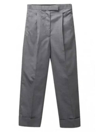 Cropped Tailored Twill Wool Skinny Straight Pants Grey - THOM BROWNE - BALAAN 2