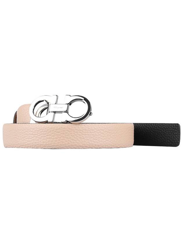 Reversible Gancini Belt Beige Black - SALVATORE FERRAGAMO - BALAAN.