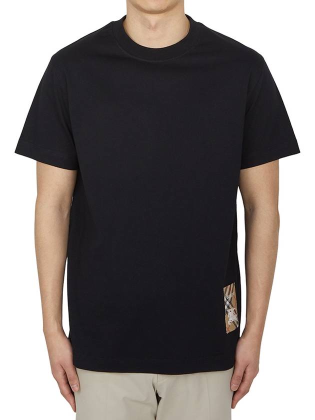 Check Label Cotton Short Sleeve T-Shirt Black - BURBERRY - BALAAN 2