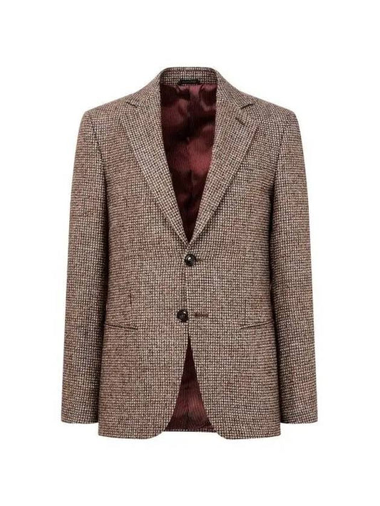 Men s Alpaca Blend Single Jacket Melange Brown - GIORGIO ARMANI - BALAAN 1