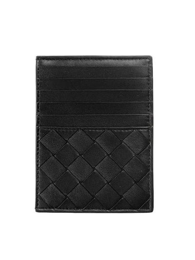 Intrecciato Woven Card Wallet Black - BOTTEGA VENETA - BALAAN 1