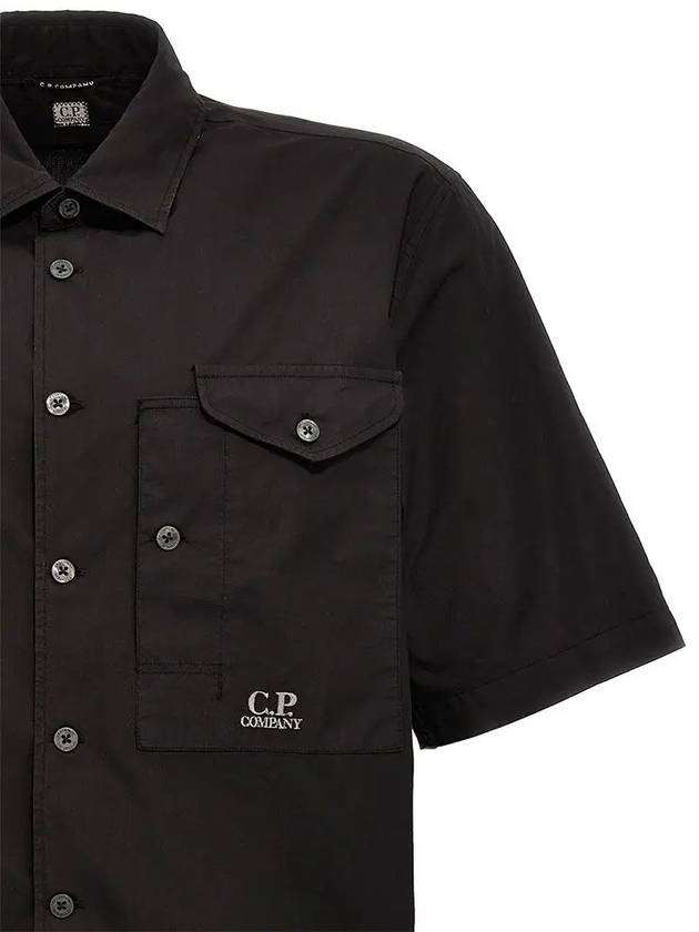 Cotton Popeline Short Sleeve Shirt Black - CP COMPANY - BALAAN 4