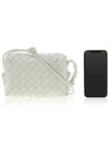 Intrecciato Loop Small Leather Cross Bag White - BOTTEGA VENETA - BALAAN 7