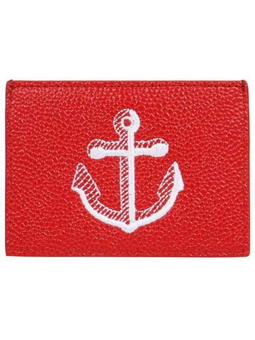 Men's RWB Tab Anchor Card Wallet Red - THOM BROWNE - BALAAN 1