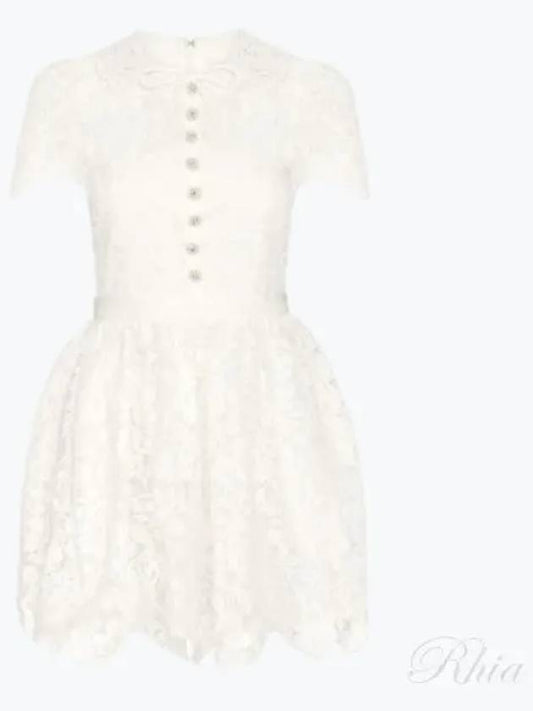 Women's Lace Mini Short Dress White - SELF PORTRAIT - BALAAN 2