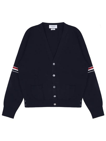 Milano Stitch Sprite Armband Cotton V-neck Cardigan Navy - THOM BROWNE - BALAAN 2