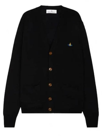 Embroidery Logo Fine Wool Cardigan Black - VIVIENNE WESTWOOD - BALAAN 2