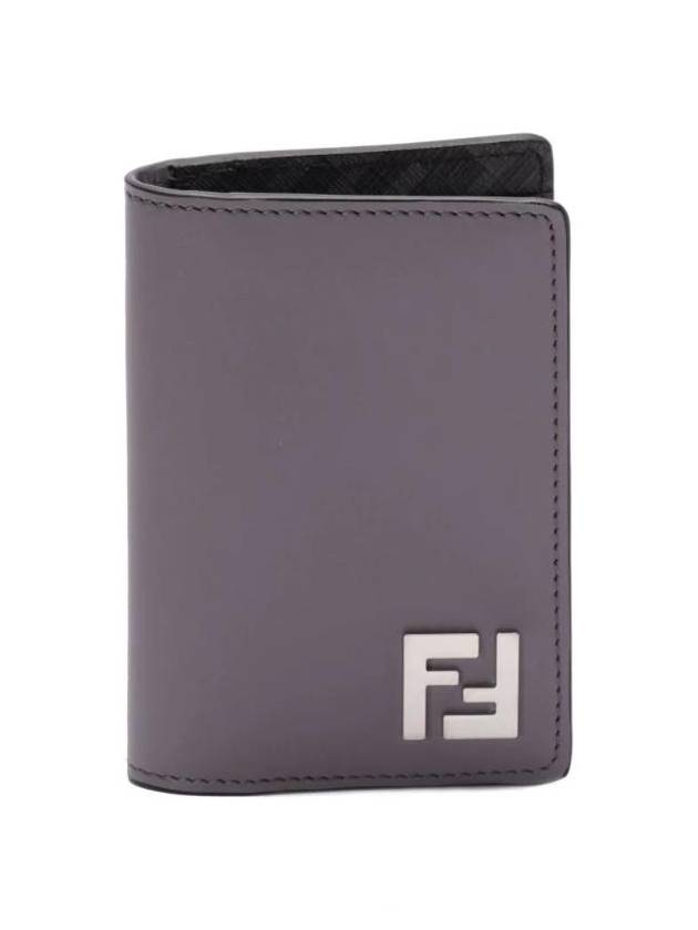 FF Square Leather Card Wallet Grey - FENDI - BALAAN 1