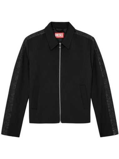 J Rhein Wool Blend Denim Blouson Jacket Black - DIESEL - BALAAN 1