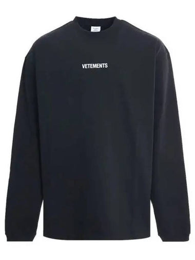 Logo label black long sleeve t shirt 270467 - VETEMENTS - BALAAN 1