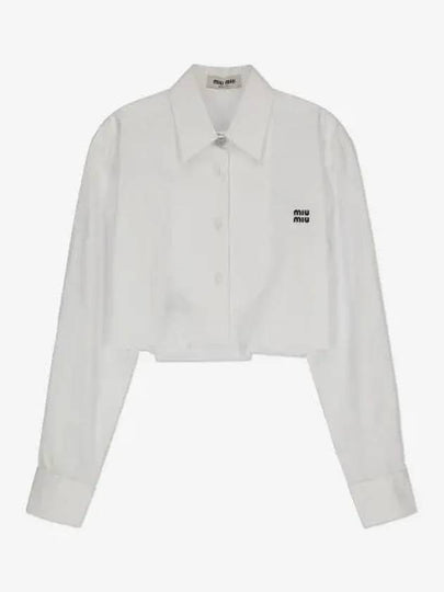 Logo Poplin Cotton Shirt White - MIU MIU - BALAAN 2