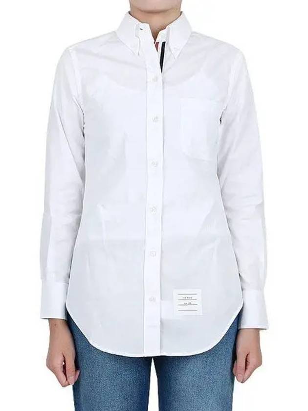 Logo Patch Cotton Shirt White - THOM BROWNE - BALAAN 2