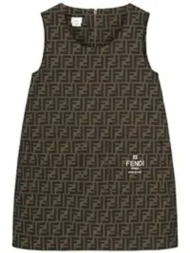 Kids All Over FF Print Dress Brown - FENDI - BALAAN 1