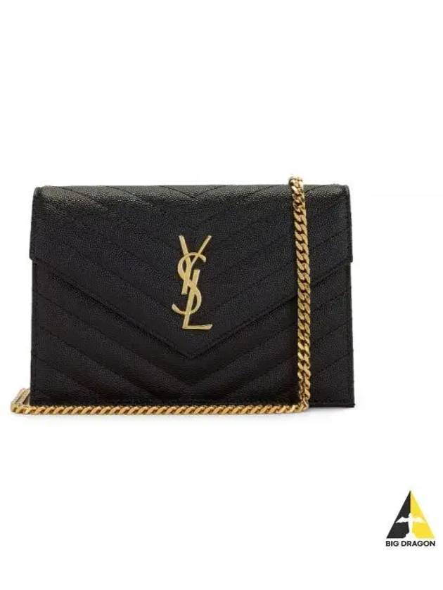 Women's Logo Envelope Chain Long Wallet Black - SAINT LAURENT - BALAAN 2