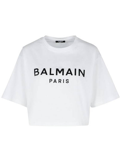 Short Sleeve T-Shirt BF1EE020BB02 GAB BLANC NOIR - BALMAIN - BALAAN 2