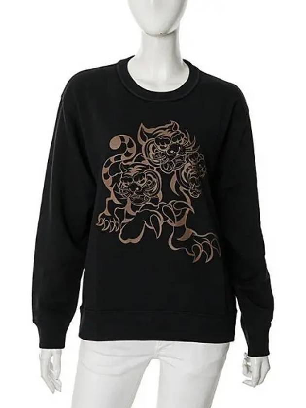 Three Tiger Print Sweatshirt Black - KENZO - BALAAN 2