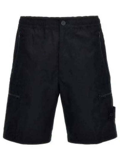 Cargo Bermuda Comfort Fit Cotton Shorts Navy - STONE ISLAND - BALAAN 2