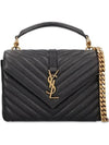 YSL Logo College Quilted Leather Chain Strap Shoulder Bag - SAINT LAURENT - BALAAN 1