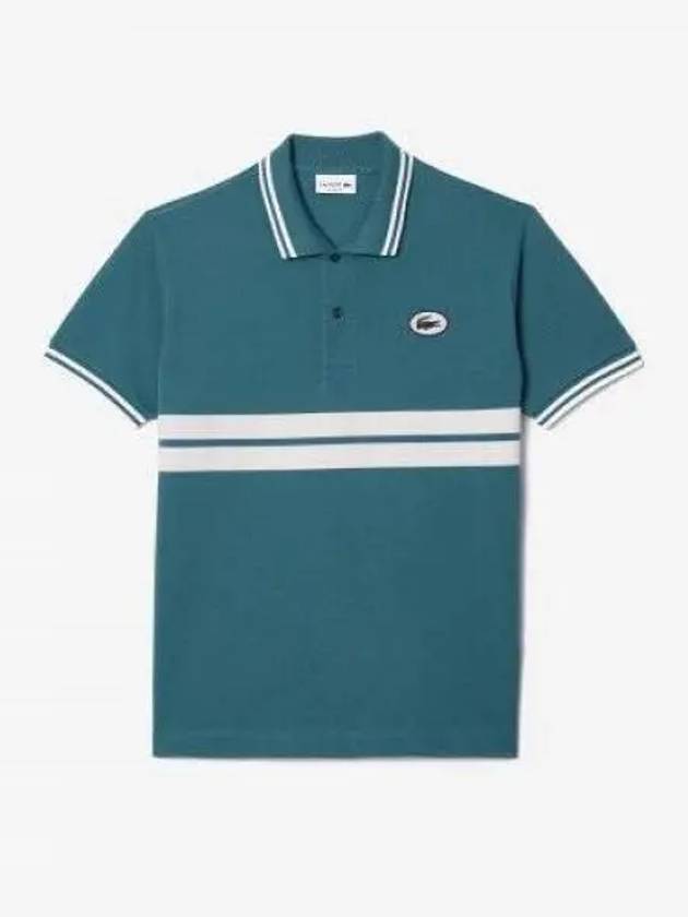 Men s Color Tipping Puff Badge Match Polo Moss Green 1285964 - LACOSTE - BALAAN 1