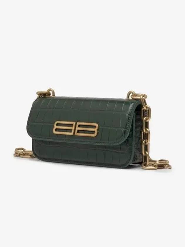 Crocker Leather Gossip Shoulder Bag Green - BALENCIAGA - BALAAN 3