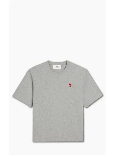 Small Heart Logo Boxy Fit Short Sleeve T-shirt Grey - AMI - BALAAN 2