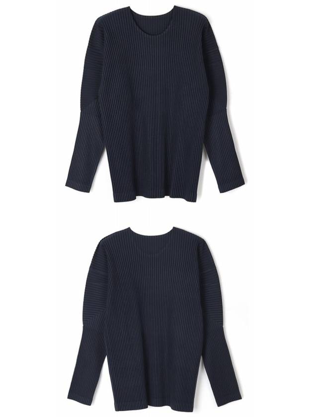 Pleated Long Sleeve T-Shirt Navy - ISSEY MIYAKE - BALAAN 5