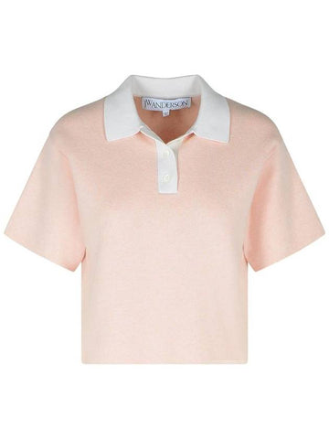 JW Anderson Pink Cotton Polo Shirt - JW ANDERSON - BALAAN 1