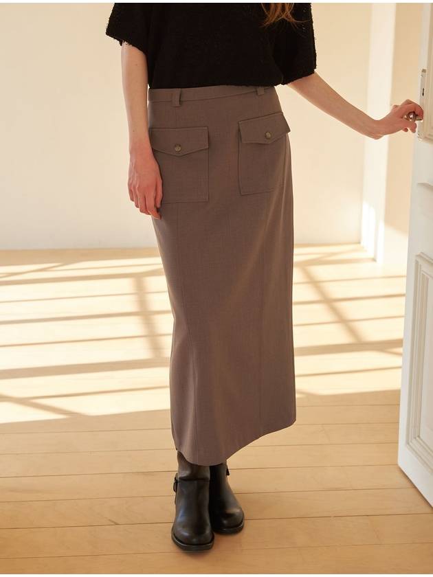 Pocket Long Skirt Brown - CORCA - BALAAN 3