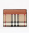 Check Print Leather Card Holder Beige - BURBERRY - BALAAN 4