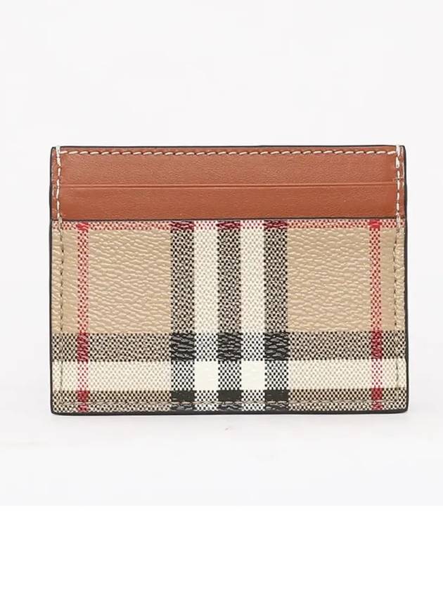 Check Print Leather Card Holder Beige - BURBERRY - BALAAN 4