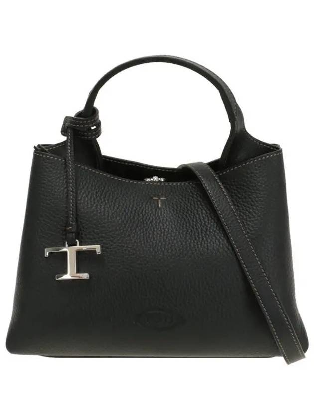 Logo Charm Leather Micro Tote Bag Black - TOD'S - BALAAN 2