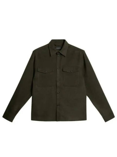 Men's Flat Over Wool Long Sleeve Shirt Forest Green - J.LINDEBERG - BALAAN 1