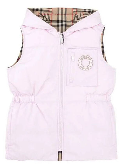 Kids Check Reversible Hooded Padded Vest Pink - BURBERRY - BALAAN 2