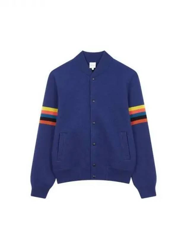 Knit sleeve boucle bomber jacket blue 271589 - PAUL SMITH - BALAAN 1