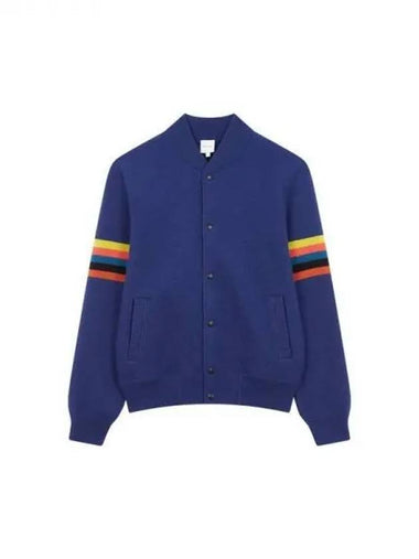 Knit sleeve boucle bomber jacket blue 271589 - PAUL SMITH - BALAAN 1