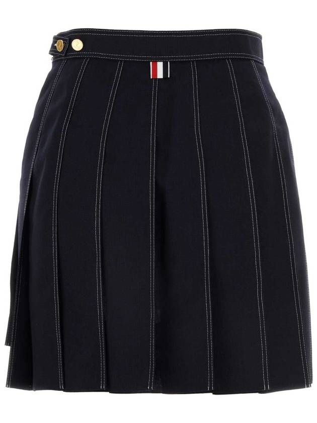 Short Pleated Skirt Navy - THOM BROWNE - BALAAN 3