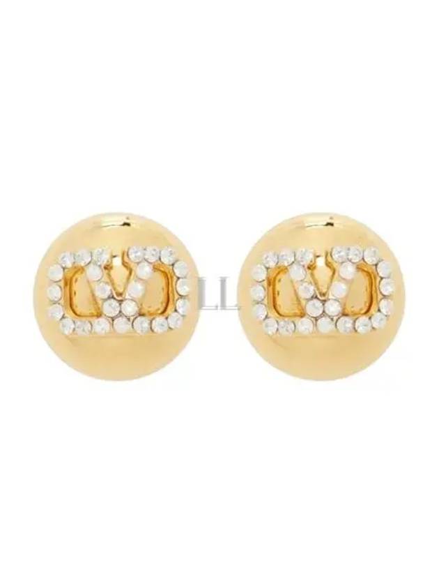 V Logo Signature Strass Earrings Gold - VALENTINO - BALAAN 2