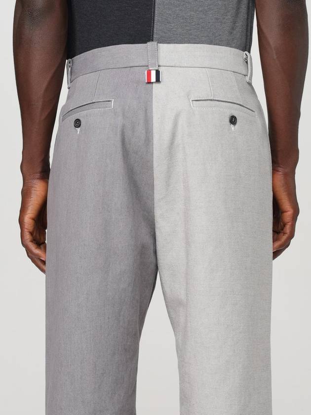 Contrast topstitching unconstructed straight pants gray - THOM BROWNE - BALAAN 6